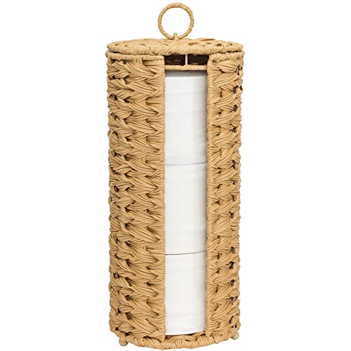 GRANNY SAYS Toilet Paper Storage Stand, Toilet Paper Holder Stand with Storage, Bathroom Tissue Holder, Freestanding Roll Stand, Waterproof Organizer for Bathroom - color: Natural, size: 6¾"D(For 3 Roll)