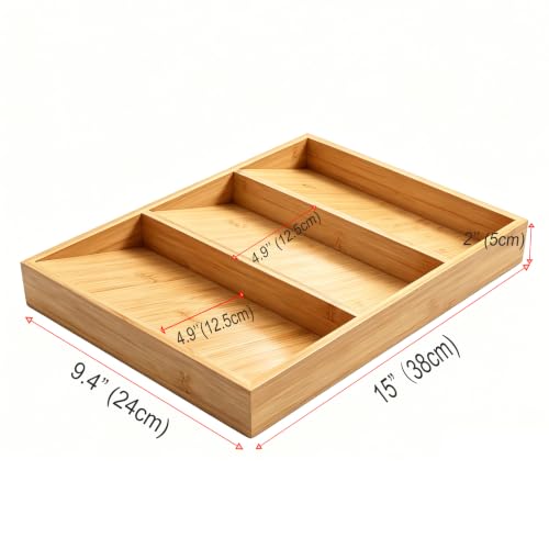Spice Drawer Organizer for Cabinet, 3 Tier Bamboo Spice Rack Tray for Drawer, Kitchen Seasoning Organizer for Countertop Cupboard Pantry