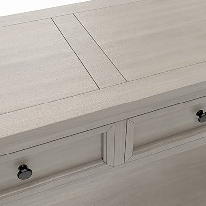 LKTART Solid Pine Console Table with Drawers,Long Sofa Table Entryway Table | 63" Entryway Table with Drawers & Open Shelf,Farmhouse Console Table，Entry Table for Hallway,Foyer or Behind Sofa,Gray Wash - color: Gray Wash