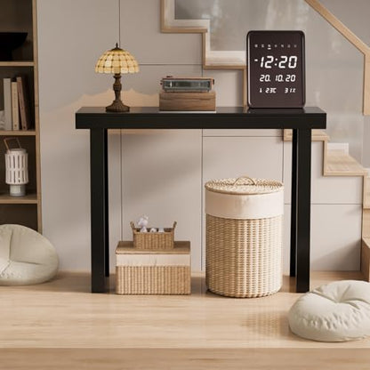 VINGLI 42.9" Black Console Table, Solid Wood Entryway Table, Narrow Sofa Table Behind Couch, Thin, for Living Room, Entrance, Hallway, Foyer, Bedroom, Office - color: Black, size: 42.9
