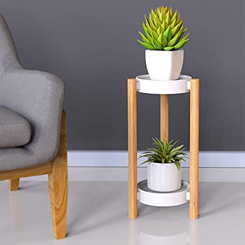2-Tier Plant Stand Indoor, Tall Bamboo Corner Shelf for Multiple Plants | Narrow 2-Tier Display, Easy-Clean, Space-Saving, Bamboo Frame, Hold Multiple Plants, for Window, Room, Patio, Balcony, Garden