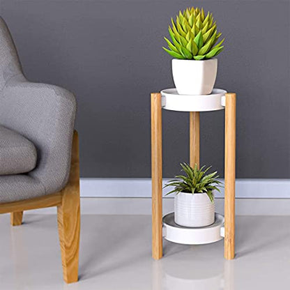 2-Tier Plant Stand Indoor, Tall Bamboo Corner Shelf for Multiple Plants | Narrow 2-Tier Display, Easy-Clean, Space-Saving, Bamboo Frame, Hold Multiple Plants, for Window, Room, Patio, Balcony, Garden