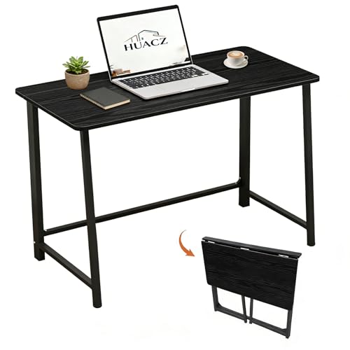 31.5" Folding Desk for Small Spaces, Foldable Computer Table for Home Office,Study,Bedroom,Dorm,Craft, Space Saving,Small Writing Work Office Compact Computer Desk,Easy Assembly,Black - color: Black