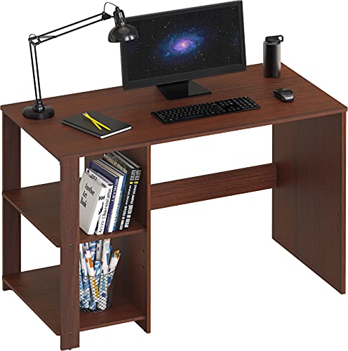 SHW 38-Inch Home Office Computer Desk with Shelves, Cherry - color: Cherry