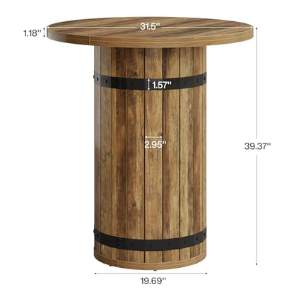 Tribesigns Round Bar Table, 39.4-Inch Bar Height, Bistro Pub Table for Kitchen, Living Room, Small Space, Light Brown (Only Table) - color: Light Brown