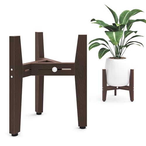 LUE BONA 2 Pack HDPS Plant Stand, Adjustable Plant Stand Indoor for 8-12 Inches Pots, Mid Century Modern Plant Holder for Indoor, Outdoor, Coffee Brown - color: Coffee Brown
