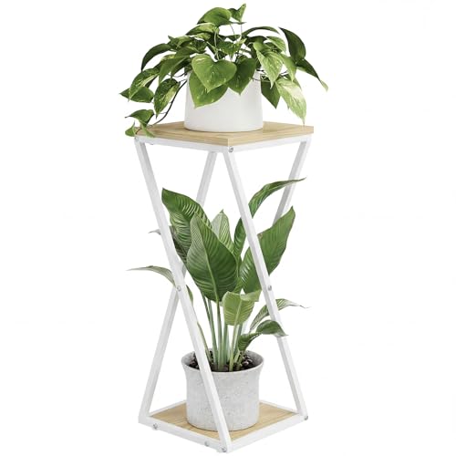 Bamworld Tall Plant Stand Indoor Corner Plant Shelf Tiered Plant Stand Wood Plant Table Heavy Duty Flower Pot Stands Metal Plant Holder for Living Room Bedroom Hallway(White) - color: White