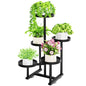5 Tier Metal Heavy Duty Plant Stand Indoor Outdoor，27In Tall,Black | 7.9In Pot,Save Space,Adjustable Foot Pad,Tiered Corner Plant Holders for Multiple Plants,Patio,Garden,Living Room, Balcony