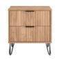 Sturdy Metal Legs Small Nightstand, Modern Nightstand with Textured Drawers, Storage Cabinet for Indoor use, Brown - color: Brown