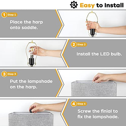Set of 2 Modern Touch Control Table Lamps with 2 USB Ports, 22’’ Large Bedside Nightstand Lamps 3-Way Dimmable Desk Lamp With Grey Fabric Shade For Bedrooms Living Room Reading, 2 LED Bulbs Included | 3 Way Dimmable, Touch Control, Grey Fabric Shade, E26