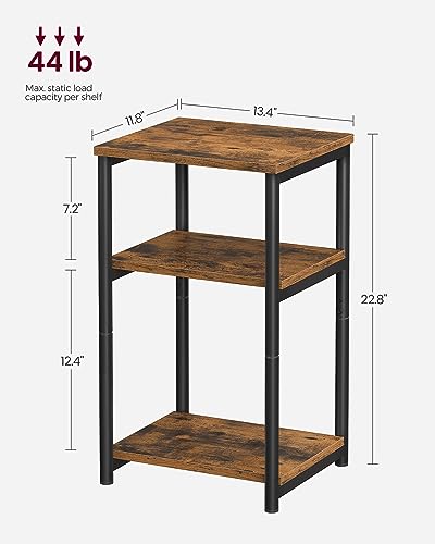 VASAGLE BARNET Collection - Side Table, Small End Table for Living Room, Modern Tall Nightstand, Bedroom, Office, Bathroom, Steel Frame, Rustic Brown and Ink Black ULET273B01 - color: Rustic Brown + Ink Black