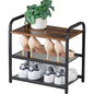 Small Narrow Shoe Rack for Entryway Closet,17.32" X 10.24" X 16.93" | 3-Tier Shoe Storage Organizer Wood, Heavy-Duty Metal Mesh Shelves, Rustic Wooden Top, Front Door Entrance Shoe Shelf 6 Pairs - size: 17.32" X 10.24" X 16.93"