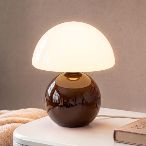 Dawnwake Mushroom Lamp Table Lamp for Bedroom,Desk Bedside Small Lamps for Living Room Night Stands,Mushroom Decor Cute Mini Modern Mid Century Lamps,Unique Aesthetic Home Living Room Decor(Coffee) - color: Coffee