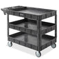Dryser Utility Cart with Wheels, 46" x 25" Heavy Duty 550 lb. Capacity with Shelves - 3 Tier Rolling Cart with Two 5" Swivel Casters for Warehouse, Garage, Cleaning - size: 3 Shelves 2 Swivel 46x25