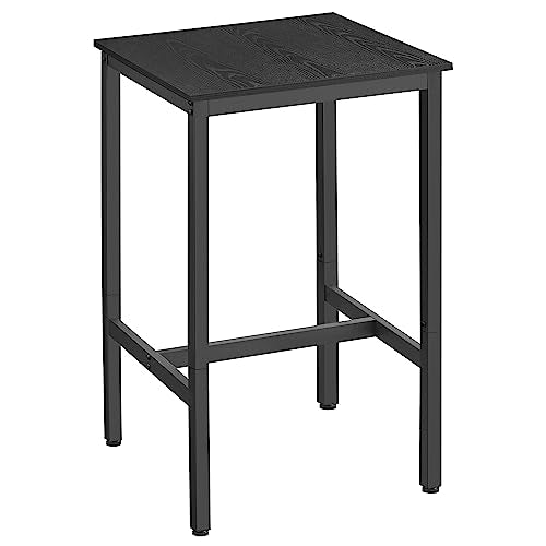 VASAGLE Bar Table, Kitchen Dining Table, High Top Pub Table, Bar Height Cocktail Table for Living Room Party, Sturdy Metal, 23.6 x 23.6 x 36.2 Inches for Narrow Spaces, Ebony Black and Ink Black - color: Ebony Black + Ink Black, size: 23.6"D x 23.6"W x 36