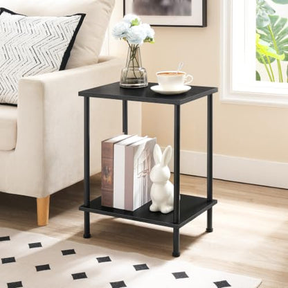 HOOBRO End Table Set of 2, Small Side Table, Nightstand with 2-Layer Storage Shelves, Sofa Table for Small Spaces, Living Room, Bedroom, Stable Frame, Easy Assembly, Black BB09BZP201 - color: Black