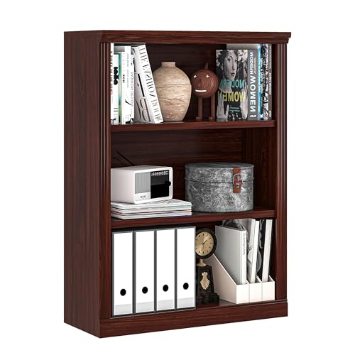 3-Shelf Bookcase, Wood Bookshelves for Living Room, Library, Office | Zhiseek Small Bookshelf, 29.5"W x 12.8"D x 41.2"H, Cherry - color: Cherry, size: 3-Tier