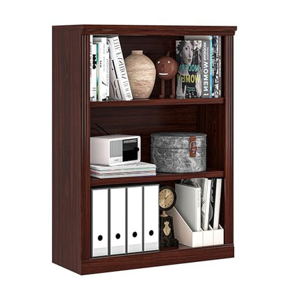 3-Shelf Bookcase, Wood Bookshelves for Living Room, Library, Office | Zhiseek Small Bookshelf, 29.5"W x 12.8"D x 41.2"H, Cherry - color: Cherry, size: 3-Tier