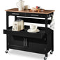 Best Choice Products 36in Large Rolling Kitchen Island Cart, 2-Door Cabinet, 2 Drawers, Pull-Out Shelf, Power Outlet, Hooks, & Swivel Lockable Wheels - Black - style: Black