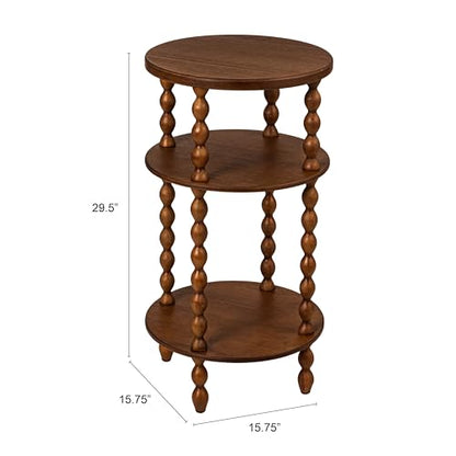 Creative Co-Op Bobbin Leg Round Wood Accent Table, Walnut - color: Walnut Color, size: 15.75"L x 15.75"W x 29.5"H