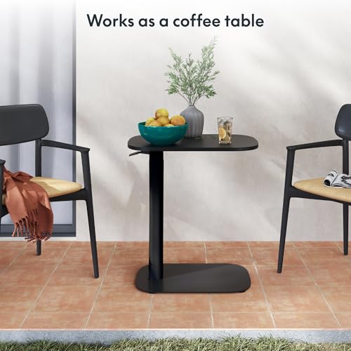 FLEXISPOT Adjustable C Table, Mobile Snack Side End Table Sofa Couch Bedside Table Laptop Cart TV Tray Night Stand Small Space Side Table(23.6" W x 13.8" D,Black) - color: Black, size: Small
