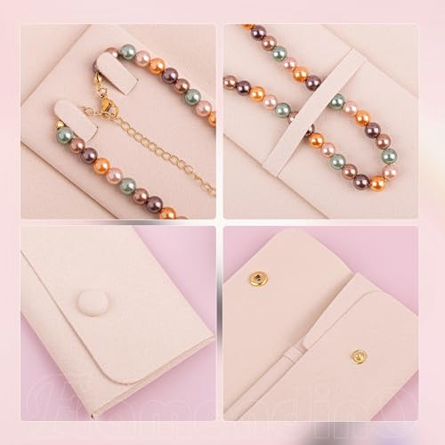 Framendino, 6 Pack Velvet Necklace Case Travel Jewelry Bag Organizer Pouch Holder Box for Women Storage White - color: White