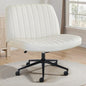 OLIXIS Criss Cross Chair with Wheels, Vanity Chair, Home Office Desk | Wide Seat Armless, Faux Leather, Height Adjustable Swivel Rolling, Home Computer Task Seating for Bedroom Study, Beige PU - color: Beige Pu