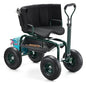 VEVOR Garden Seat with Wheels, Rolling Garden Stool with Height Adjustable & 360° Swivel Seat, 400lbs Weight Capacity, Gardening Cart Bench, Ergonomic Backrest & Tool Storage, for Yard, Patio - color: Dark Green