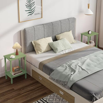 TUTOTAK End Table, Set of 2, Side Table, Nightstand, 2-Tier Storage Shelf, Sofa Table for Small Space, Living Room, Bed Room, Olive Green TB01BOG035 - color: Olive Green