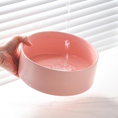 8'' Ceramic Raised Dog Bowl - 70Oz Dog Food & Water Bowl with Elevated Non-Slip Bamboo Stand, Dishwasher & Microwave Safe, Anti Vomiting Heavy Duty Pet Bowl for Medium and Large Dogs, Pink - color: 1 x Bowl + Stand - Pink, size: 8 inch
