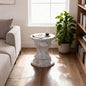 Stone Side Table,Round Faux Marble Side Table,Modern Small Stone End Table for Balcony (White-15.35"-5) - color: White-15.35"-5