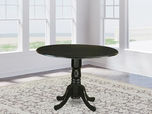 East West Furniture DLT-BLK-TP Dublin Modern Kitchen Table - a Round Dining Table Top with Dropleaf & Pedestal Base, 42x42 Inch, Black - color: Dlt-blk-tp