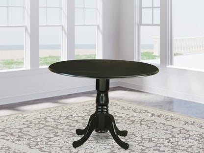 East West Furniture DLT-BLK-TP Dublin Modern Kitchen Table - a Round Dining Table Top with Dropleaf & Pedestal Base, 42x42 Inch, Black - color: Dlt-blk-tp