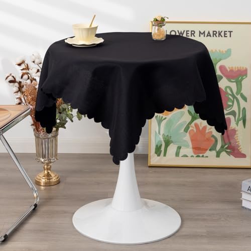 Small Square Black Tablecloth 36 x 36 Inch | Polyester Fabric Washable Table Cover Decorative Wrinkle Resistant Solid Color Table Cloth for Kitchen Dinning Party Wedding - color: Black, size: 36" x 36" (Square)
