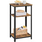 Yaheetech Large 3-Tier Tall End Table, 30 Inches High Side Table with Wooden Shelves & Strong Metal Frame for Living Room Small Space, 12 x 16 x 29.5 inches，Rustic Brown - color: Rustic Brown