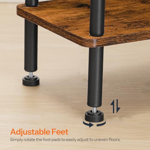 HOOBRO Narrow Side Table Set of 2, 3-Tier Slim End Table No Tools Needed, Twist-On Assembly, Skinny Nightstand Sofa Storage Shelf for Living Room, Bedroom, Study, Rustic Brown and Black BF246BZP201 - color: Rustic Brown + Black