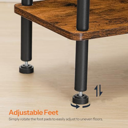 HOOBRO Narrow Side Table Set of 2, 3-Tier Slim End Table No Tools Needed, Twist-On Assembly, Skinny Nightstand Sofa Storage Shelf for Living Room, Bedroom, Study, Rustic Brown and Black BF246BZP201 - color: Rustic Brown + Black