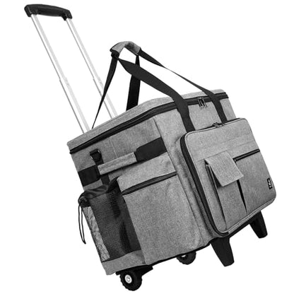Rolling Teacher Bag Built-in Hard Support Board, Rolling Briefcase with Detachable Trolley, Rolling bag with Laptop compartment, Adjustable Shoulder Strap, and Ample Storage Space - color: Grey