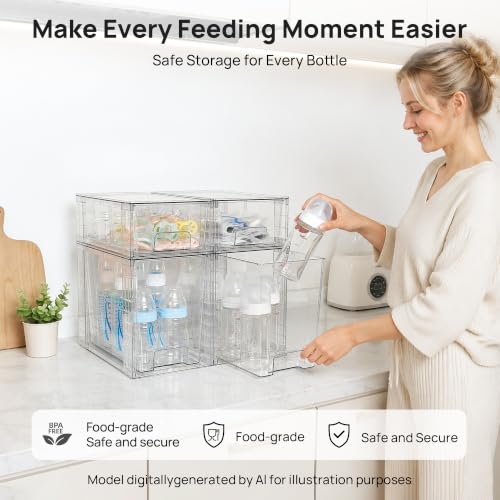 Vtopmart Clear Stackable Storage Drawers - style: 4 Large+4 Small