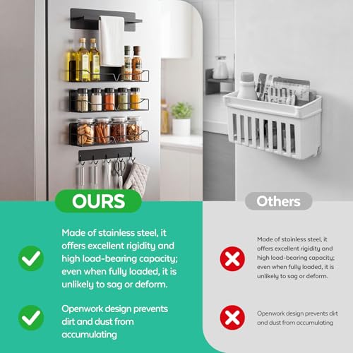 5Pcs Heavy-Duty Magnetic Shelves for Fridge, Washing Machines, Dryers, Metal Doors, and Any Metal Surface