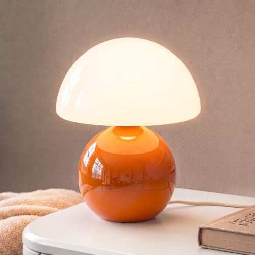 Dawnwake Mushroom Lamp Table Lamp for Bedroom,Desk Bedside Small Lamps for Living Room Night Stands,Mushroom Decor Cute Mini Modern Mid Century Lamps,Unique Aesthetic Home Living Room Decor(Orange) - color: Orange