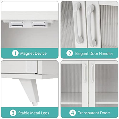 Panana Kitchen Buffet Server Table Accent Sideboard Cupboard Server Buffet Console Table with Doors Cabinet (49inch, White) - color: White, size: 49inch