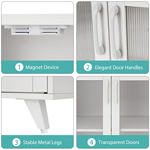 Panana Kitchen Buffet Server Table Accent Sideboard Cupboard Server Buffet Console Table with Doors Cabinet (27inch, White) - color: White, size: 27inch