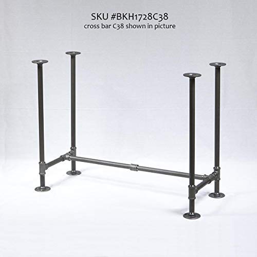 Rusty Design H28, BKH1728C38 Pipe Legs KIT with Cross Bar for Writing Desk, Computer Table, H-Shape, L38 x W17 x H28, Pack Suitable for 1 Table