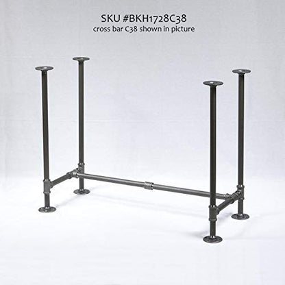 Rusty Design H28, BKH1728C38 Pipe Legs KIT with Cross Bar for Writing Desk, Computer Table, H-Shape, L38 x W17 x H28, Pack Suitable for 1 Table