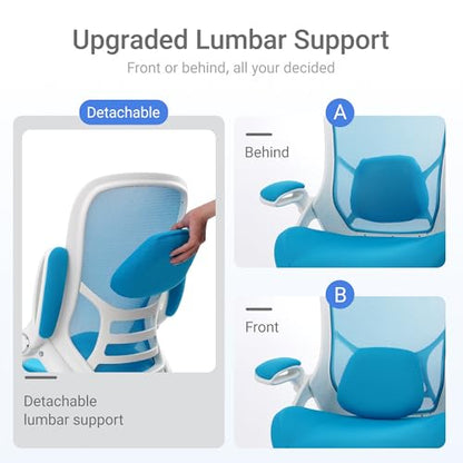 HYLONE 400lbs Heavy Duty Office Chair, 5" Thickened Seat Ergonomic Desk Chair with Adjustable Armrests, Home Office Computer Chairs for Long Hours Mesh Executive Chair(Blue) - color: Blue, size: Thicken Cushion