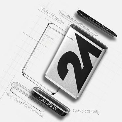 Pre-Roll Cone Holder Case for 3 King Size Cones with Lighter Holder | Cigarette Holder Storage Box,Smoking Accessory Travel Case, Metal Cone Holder Organizer, Portable Pre Roll Cone Case