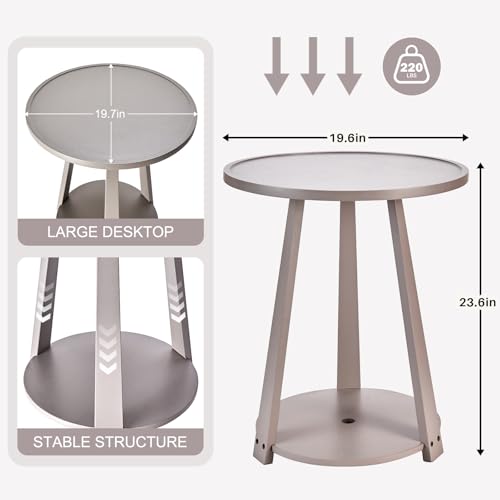 Uniclinens Wood Round End Table - Small Round Side Table with Lower Shelf for Living Room Sofa Couch, Bedroom Wooden Nightstand, Gray - color: Grey, style: Style 7