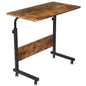 Side Table, 31.5in Adjustable Laptop Stand Portable Cart Tray Bedside Computer Table, Sofa Side Bed Table with Wheels, Rustic Brown - color: Rustic Brown, size: 31.5 inches