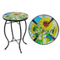 Small Side Table with Metal Frame, 10.5" Round Side Tables with Sunflower Pattern,Outdoor Table for Balcony,Terrace,Garden,Living Room - color: Sunflower